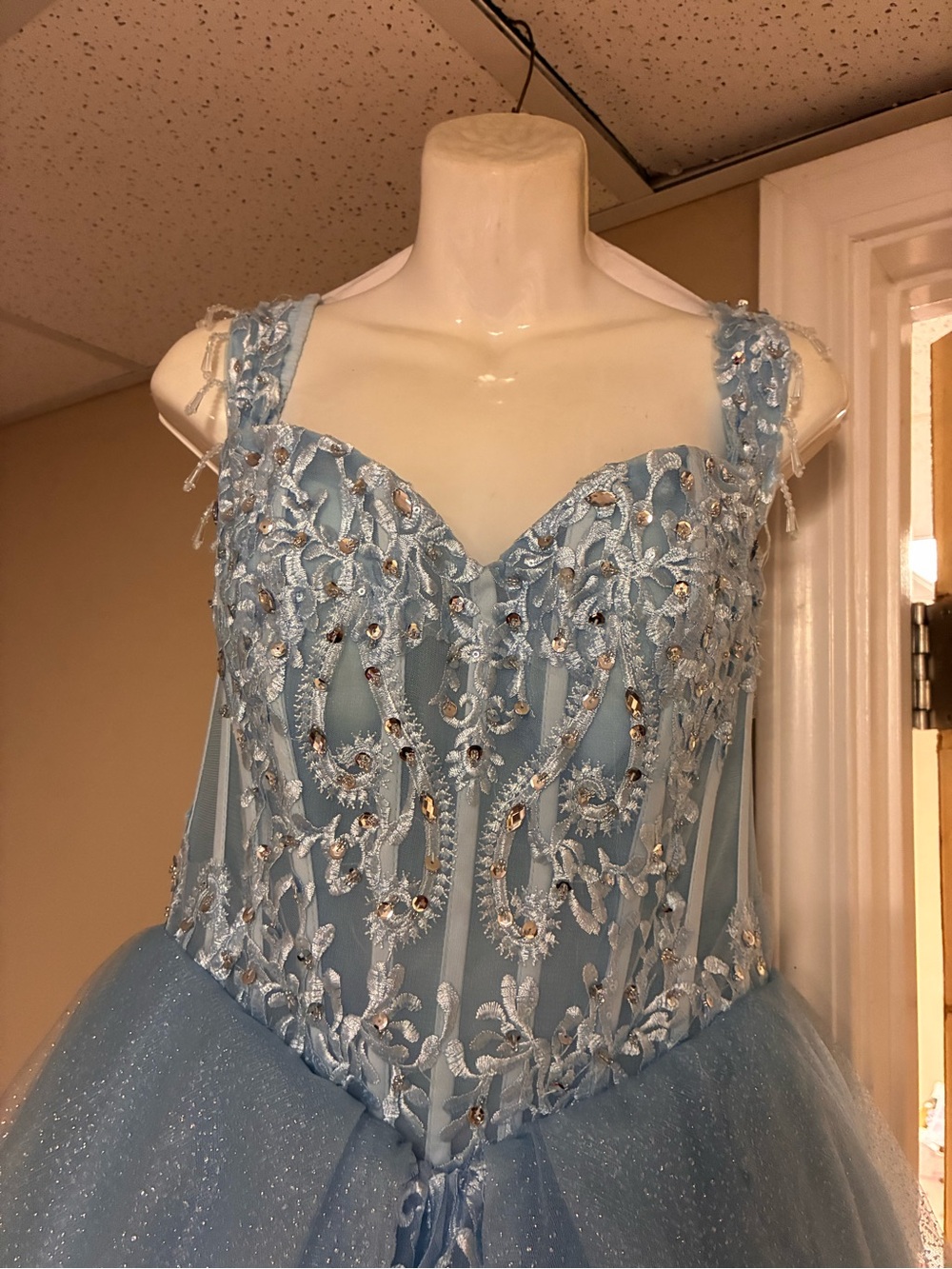 Light Blue Embellished Tulle Prom Dress or quinceañera or sweet 16